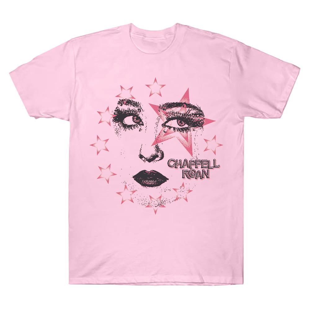 Star Face T-Shirt Chappell Roan Aesthetic Art Print Short Sleeved Clothes Summer New Unisex Cotton T Shirt Comfort Tee