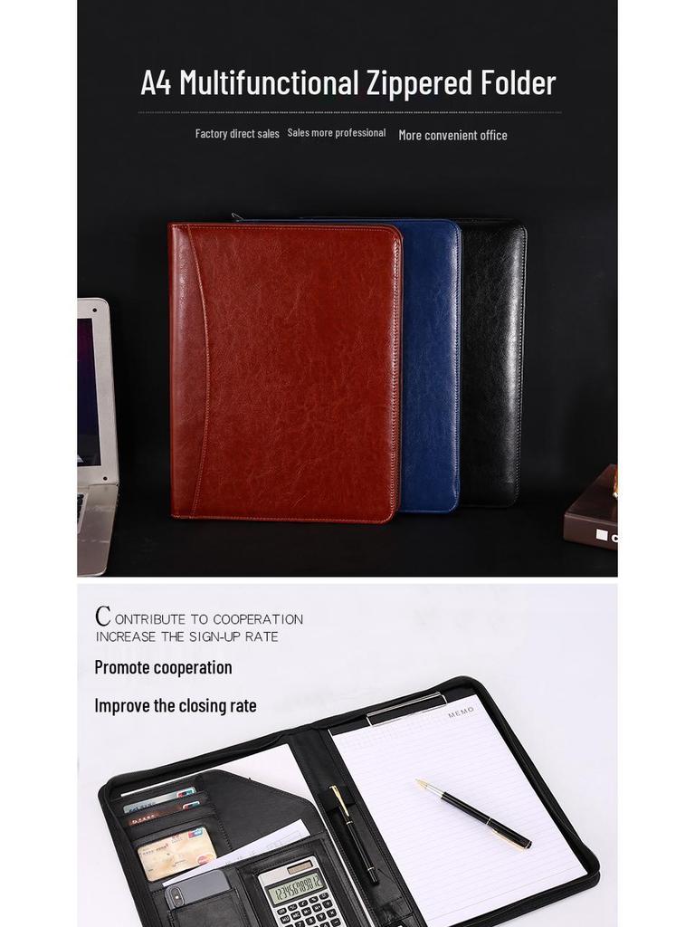 A4 Zipper Bag Multifunctional Storage Folder with Office Clip & Custom Logo Option