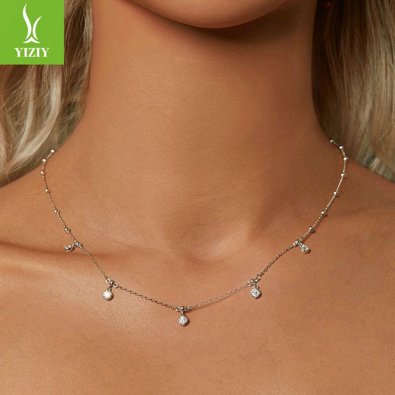 Gypsy Moissanite Necklace Female, Romantic And Elegant Wind Can Be Stacked To Wear S925 Sterling Silver Collarbone Chain