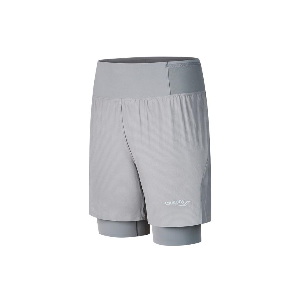 Saucony Running Training Series Comfortable Stylish Versatile Double Layer Sports Shorts Men shorts Rock-Gray SA2259DP02T-GR069