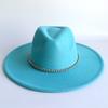 Yellow Fashion Fedora Hat With Colorful Chain 9.5Cm Wide Brim Hat For Women Winter Men'S Hat Cowboy Felt Hat  Sombreros