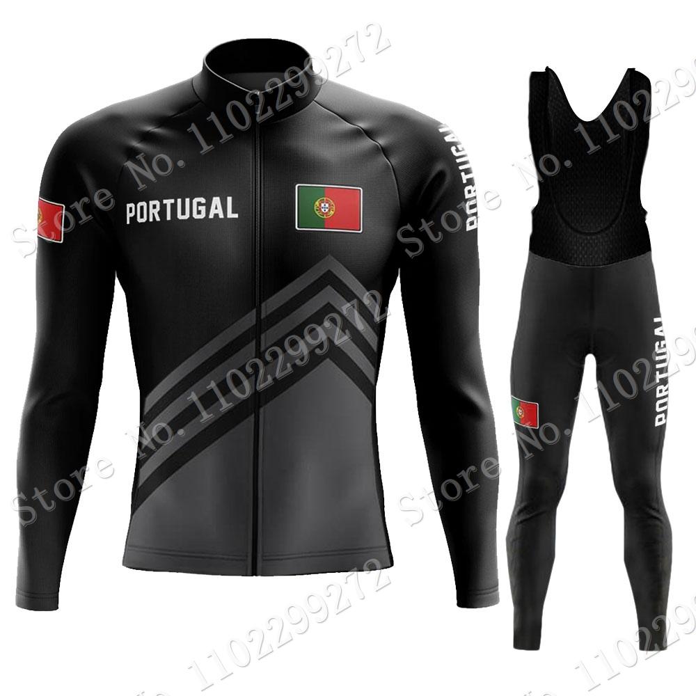 New Portugal National Team Cycling Jersey Set Winter Mens Long Sleeve Clothing Suit MTB Bike Road Pants Bib Ropa Ciclismo