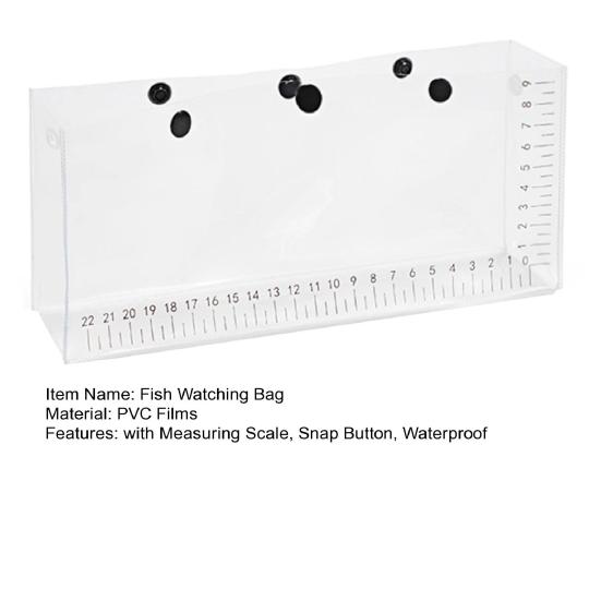 Transparent Fish Watching Bag with Measuring Scale Snap Button Waterproof PVC Lightweight Portable Outdoor Foldable Fish Observation Storage Bag