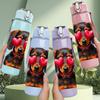 1PC Heart Sunglasses Dog Portrait Print 750ml Color Plastic Sports Water Bottle Leakproof Flip Straw Lid Suitable for Sports Office Home Use