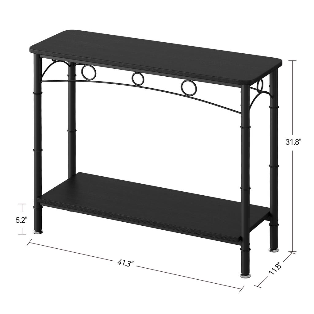 2 Tier Small Console Table Retro Sofa Table with Storage Behind Couch Table for for Living Room Entryway Hallway Foyer