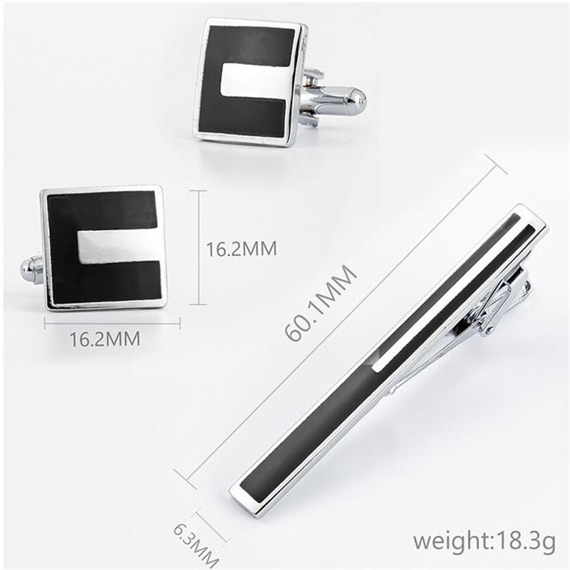 

Набор запонок и зажима для галстука из черной эмали для мужской рубашки