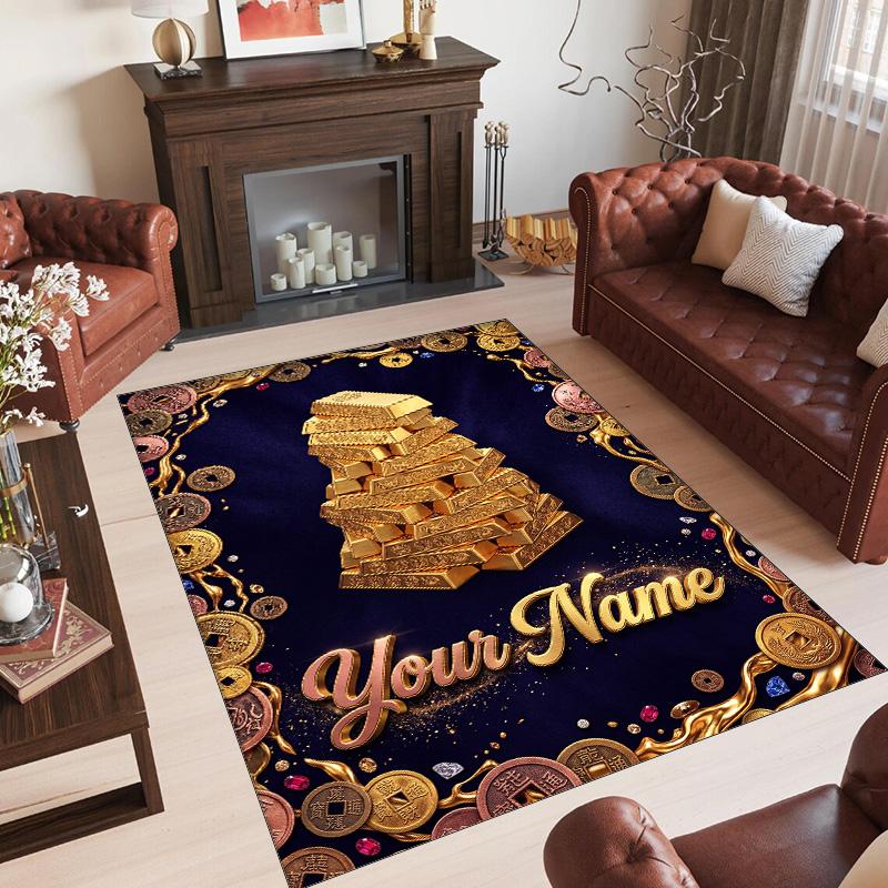 Decorative Artwork Theme Crystal Velvet Rug Personalized Custom Name Text Soft Floor Mat Home Decor