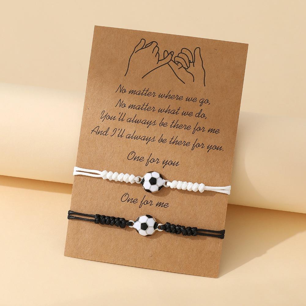 

2 шт. Браслет для футболу з дизайном краплі олії, регульований, з футбольним шармом на мотузці, ланцюжок-шнурок, підлітковий 3(2PCS)