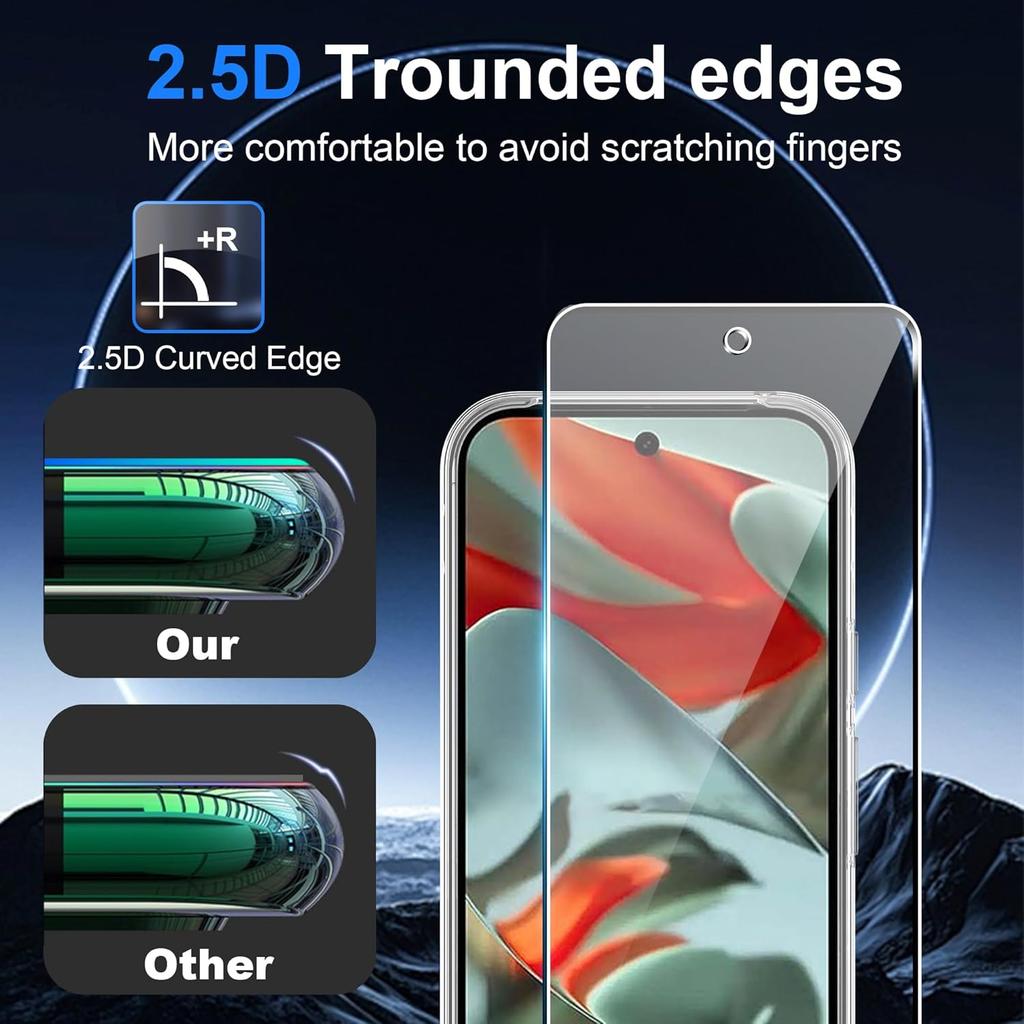 For Google Pixel 9/9 Pro Clear TPU Anti-Scratch Phone Case+2.5D Arc Edge Screen Protector