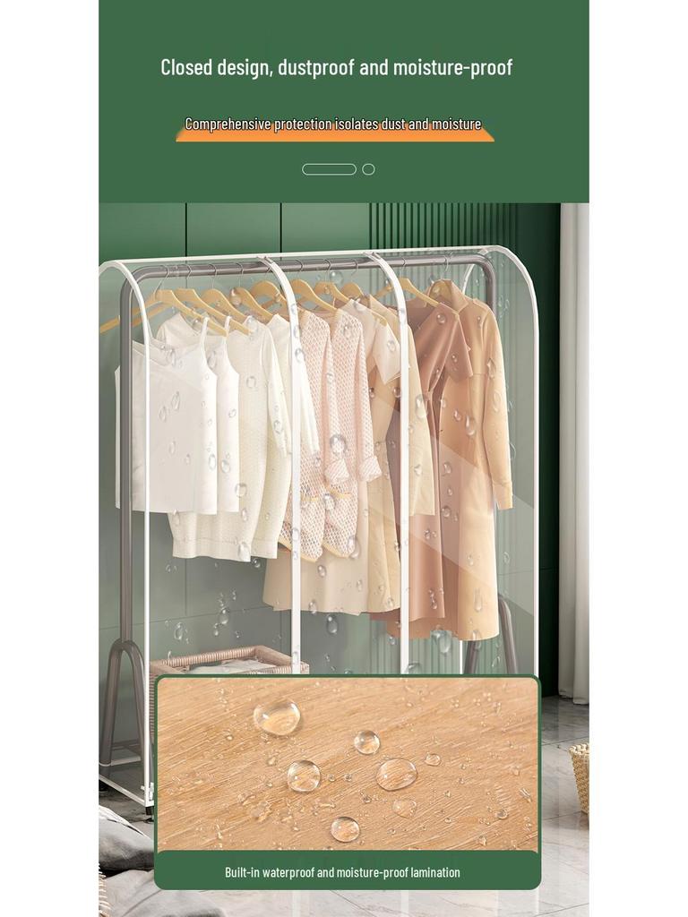 Floor-Standing Transparent Clothes Dust Cover: Waterproof, Dustproof Overcoat Storage and Drying Rack
