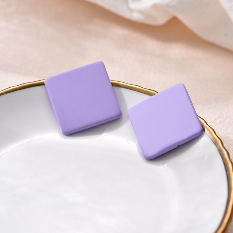 Pendientes Cuadrados de Color Caramelo de Moda Para Mujer Geométricos Grandes Azules Rojos Negros Pintura Escarchada INS Coreanos de Acrílico Sólido