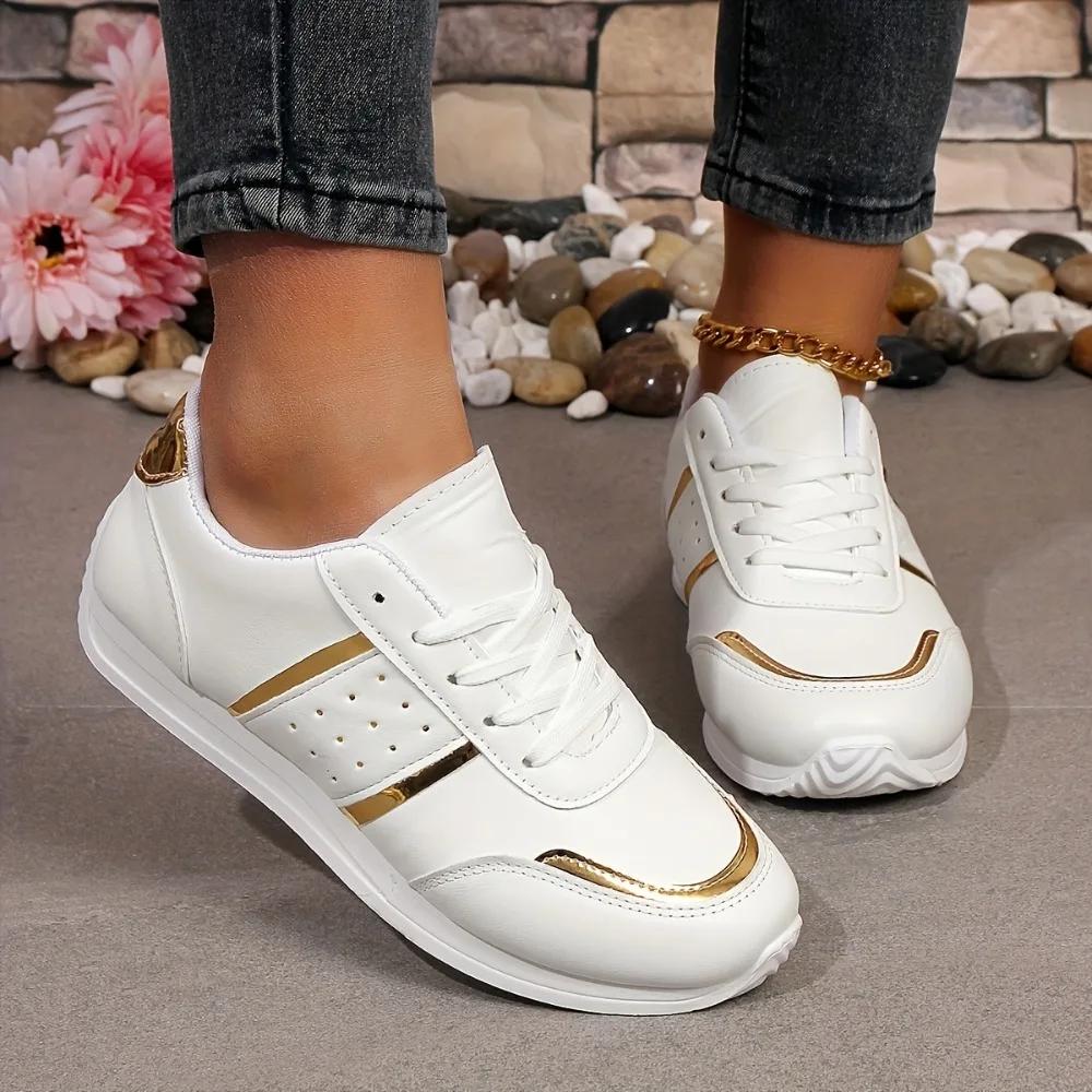 Fashion Women's Casual Sports Shoes - Lace Up Low Cut Design, Comfortable Fabric Lining, Suitable for All Seasons, Women's Sports Shoes
