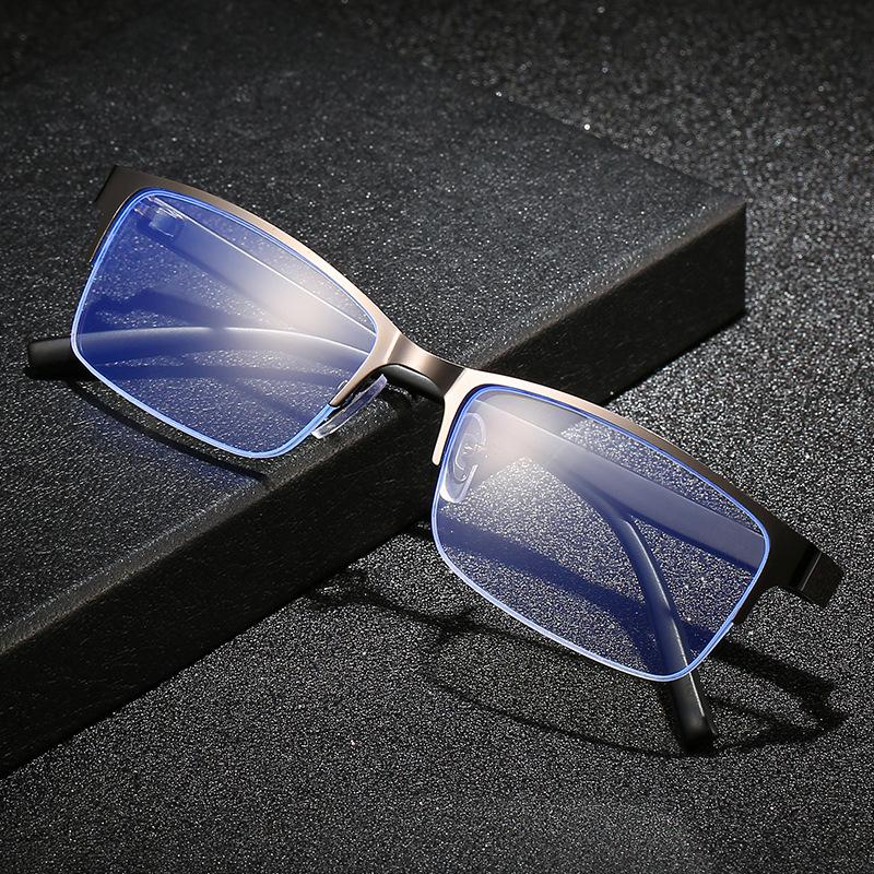 Anti -Blue Light Alloy Half Frame Bussiness Myopia Glasses Men Women Near Sight Eyeglasses Prescription Diopter 0 -1 .0 -1 .5 -6 .0