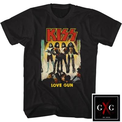 KISS cd hoes LOVE GUN Officiële SHIRT LG Nieuwe gen simmons paul stanley ace frehley Unisex T-shirt
