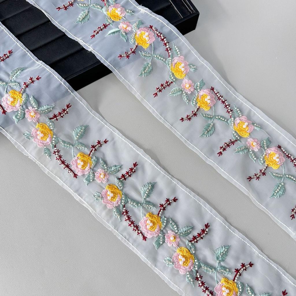 National Style Color Embroidery Lace Ethnic Style Hanfu Ancient Costume Horse Skirt Clothing Curtain Embroidery Decoration Barcode