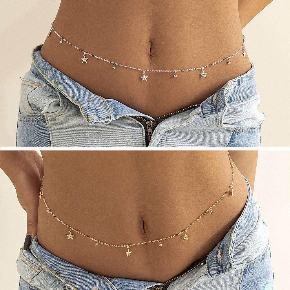 Sommer Neu Boho Minimalistisch Mehrschichtige Taillenperlen Für Frauen Pailletten Kette Geometrischer Bauchschmuck I0T4