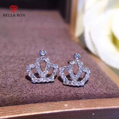 Zarte Kronen-Ohrstecker mit schillerndem weißem CZ, Luxus-Accessoires für Damen, Party, Mode, Ohrring, heißer Schmuck, ausgefallenes Geschenk