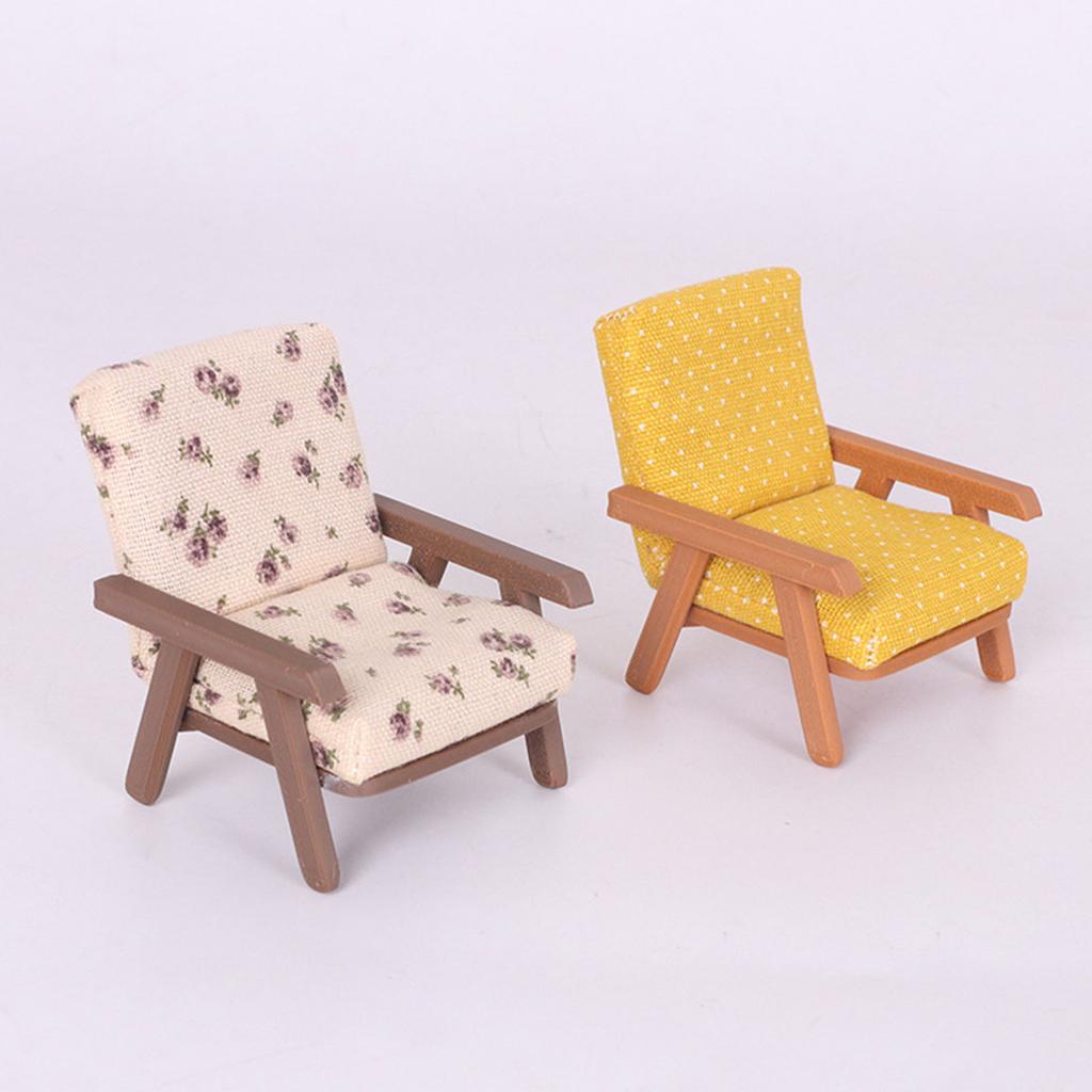 Realistic 1/12 Scale Dollhouses Sofa Soft Cloth Cover Wooden Base Simple Couch Model Furniture Accessory