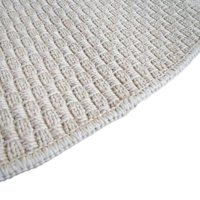 Tapis salon rond aspect jute blanc uni D120