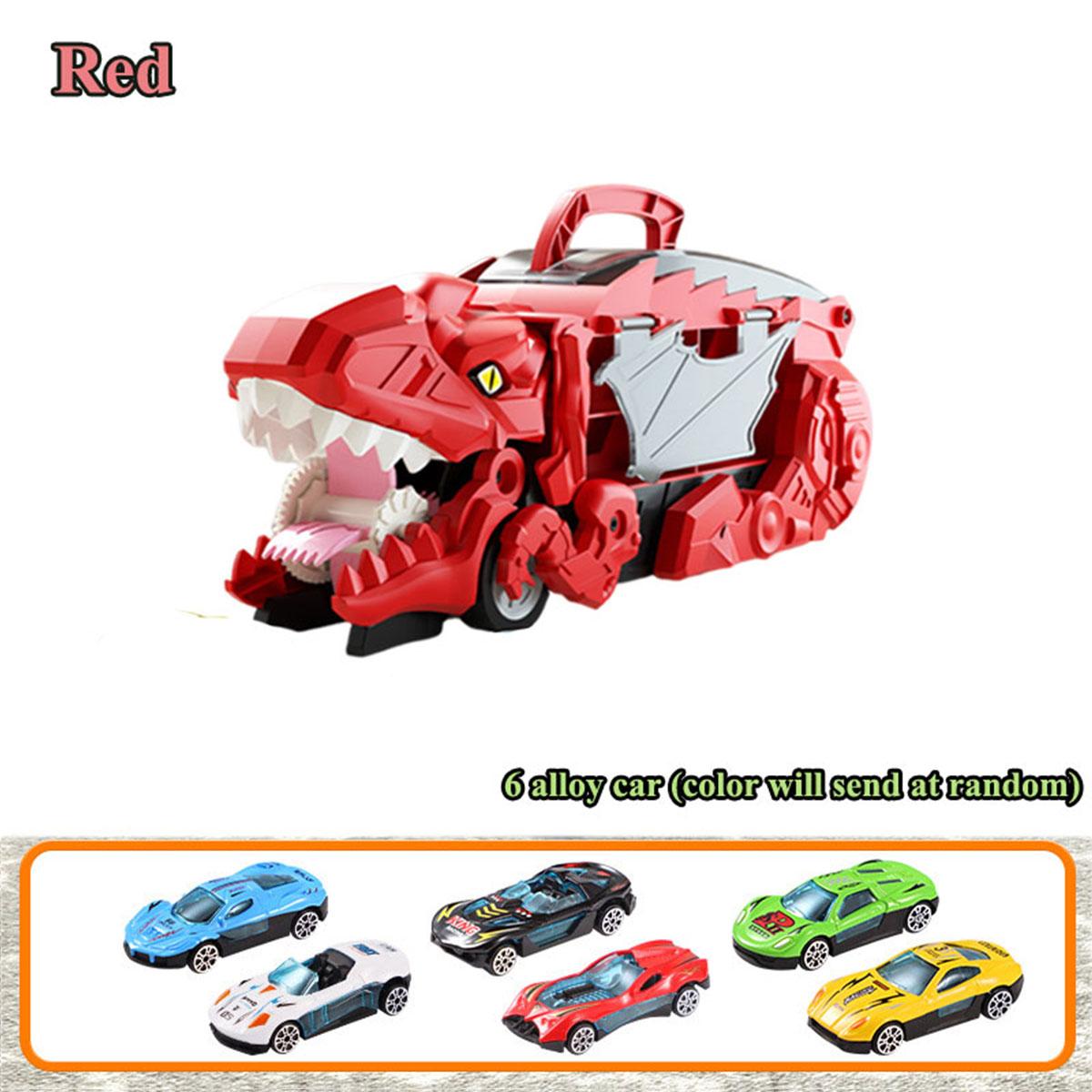 Игрушка-динозавр грузовик два в одном для детей, пожирающий и хранящий автомобиль из сплава тираннозавр рекс со складным раздвижным гусеничным транспортером, GIF