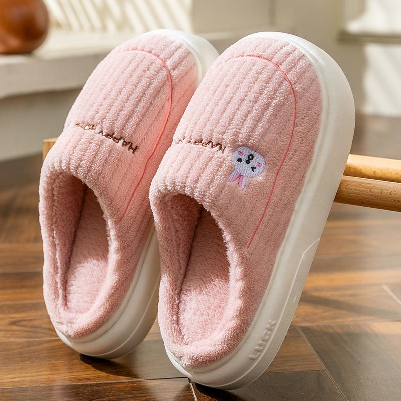 Cotton slippers women's winter new home indoor thick bottom warm home non-slip wool slippers women