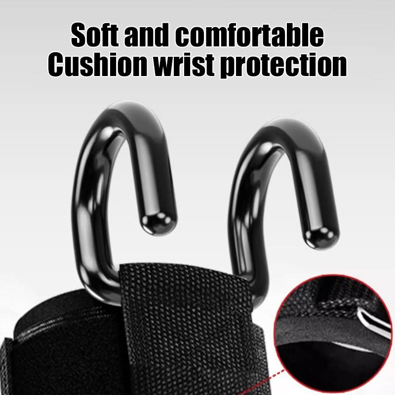 

2Pcs Weight Lifting Hooks Hand-Bar Wrist Straps Gym Fitness Hook Weight Strap Pull-Ups Power Lifting Gloves For Weight Training чёрный