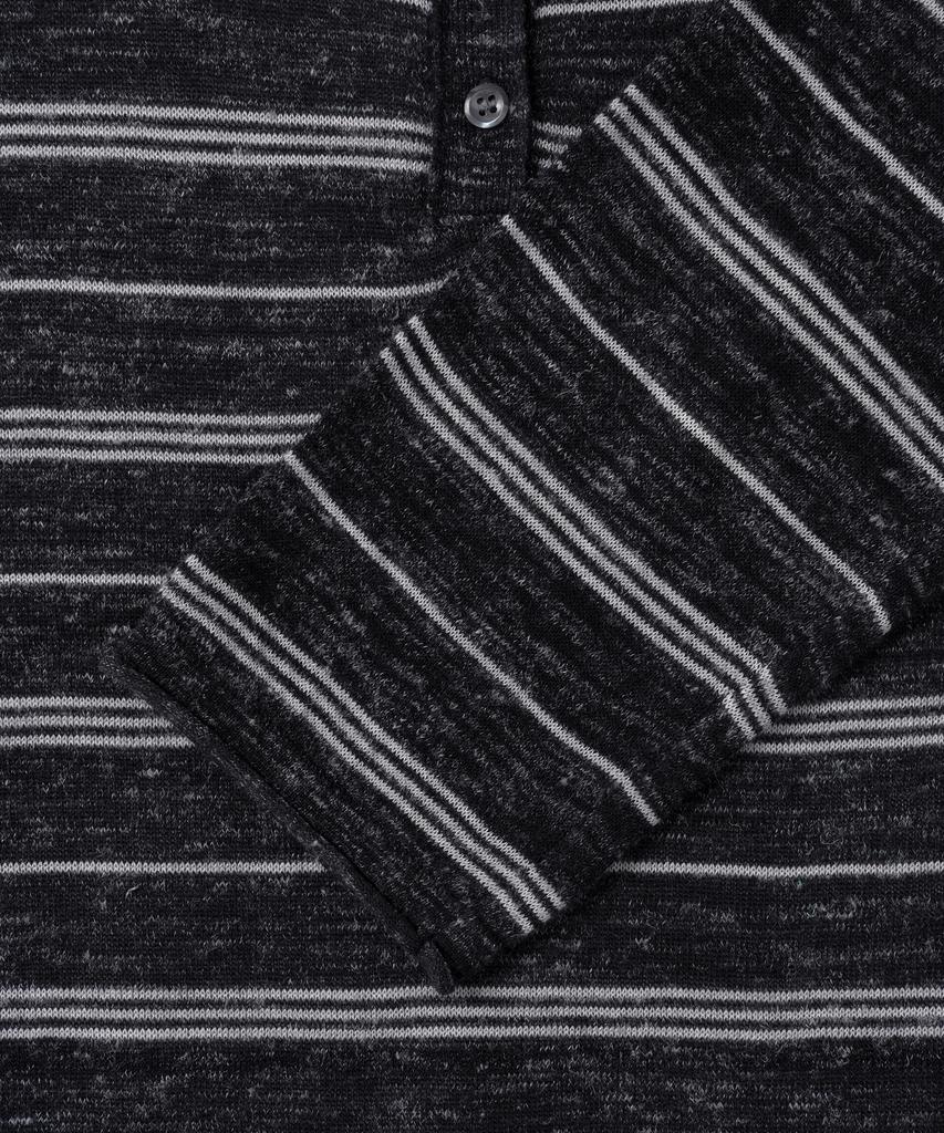 BASIKA Striped Layered Henley Neck Knit (Charcoal)