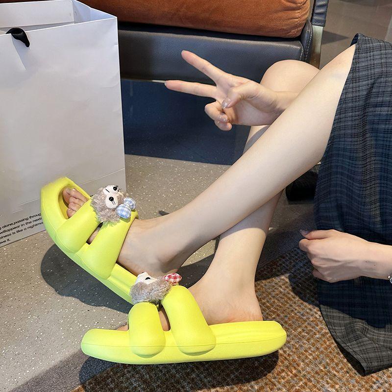 Non-slip and wear-resistant thick-soled fashionable versatile one-word cool slippers for women's outer wear 2025 summer new Korean version of women'