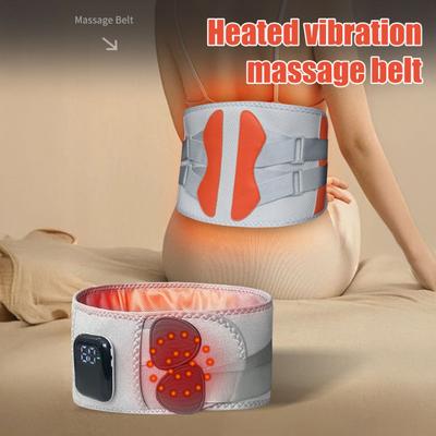 Ceinture lombaire chauffante Soulagement des douleurs dorsales Coussin chauffant sans fil avec masseur Hommes Femmes Réglable Thermothérapie Ceinture de massage enveloppante