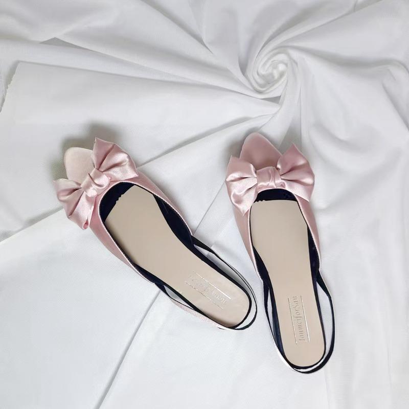 Fashion Bow-knot French Baotou Slippers for Women in Summer 2025 New Beautiful Semi-drag Mary Jane Sandals