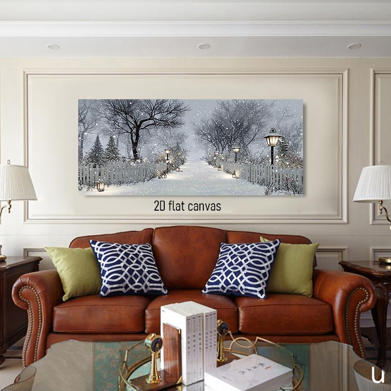 

1pcs Winter Snow Landscape Decoration Painting Modern Minimalist Style Canvas Painting Living Room Entrance Restaurant Backgroun (as the picture,50x100cm No Frame)