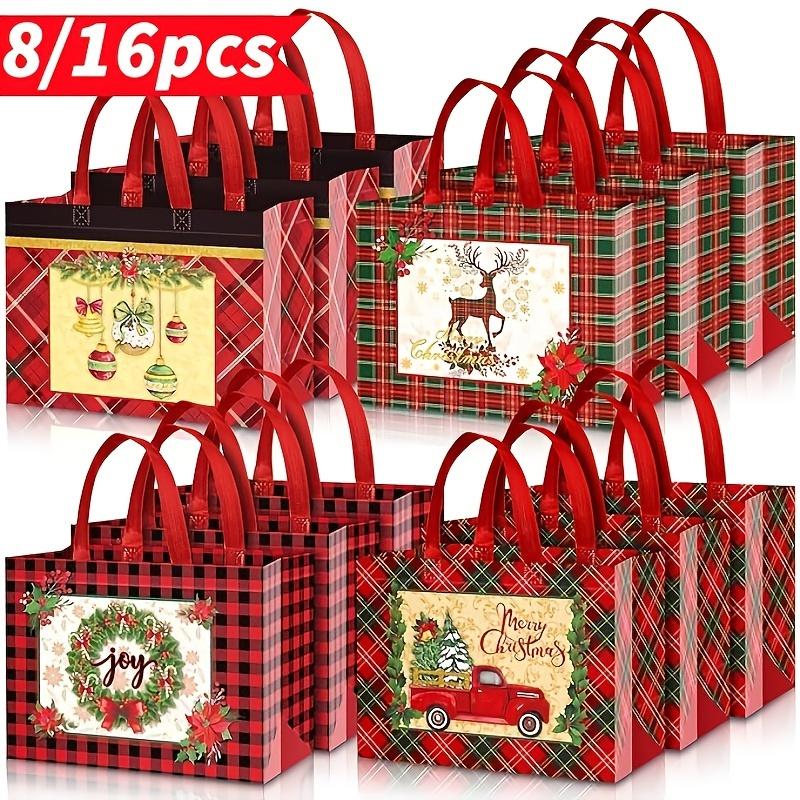 8/12/16pcs Large Christmas Gift Bags, Christmas Tote Bags with Handles, Reusable Non-woven Christmas Shopping Bags