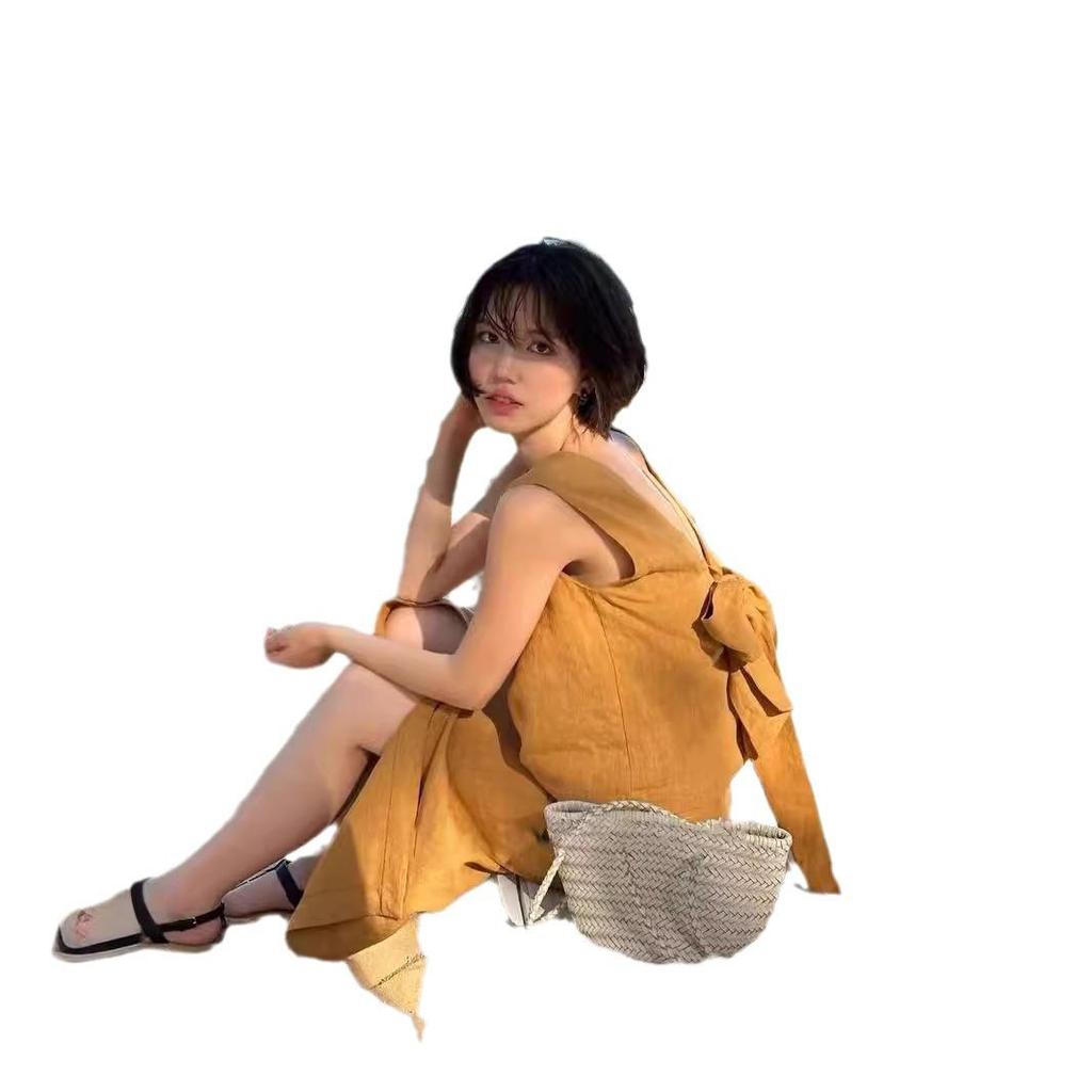 2024 Summer V-Neck Sleeveless Top & Midi Skirt Set