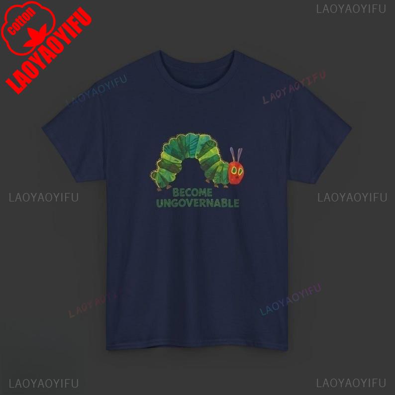 

Become Ungovernable Caterpillar T-Shirt Quirky Insect Meme Funny Rebellion Graphic Print Tees Summer Casual Comfort Cotton Tops 4XL