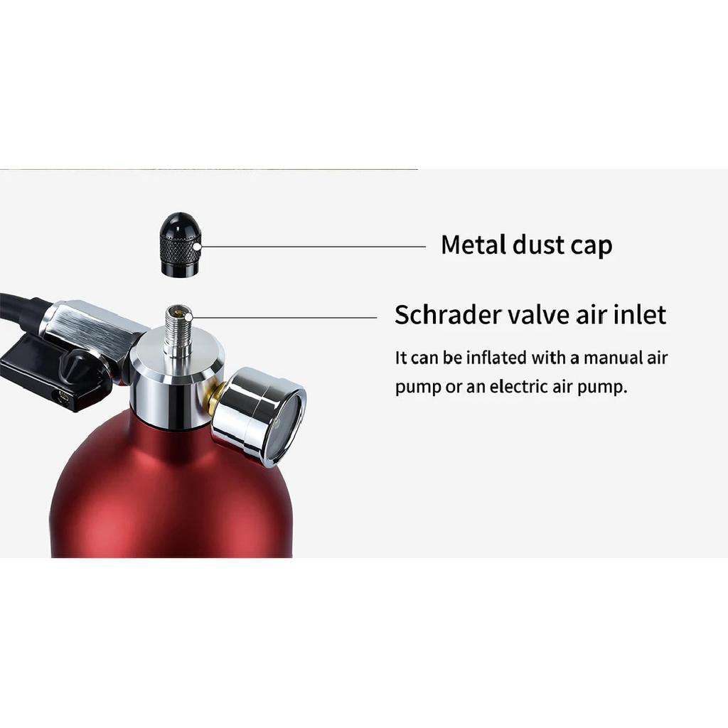 Ctrepower Tubeless Tire Air Bottle Tire Booster with Pressure Gauge & Valve Fast Inflator for MTB & Road Bicycle Vacuum Tires