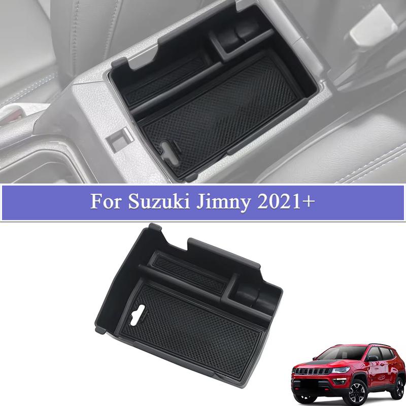 Centrol Armrest Box Storage Organizer Tray for Jeep Compass -2025 Storage Tidying Box Black Interior Car Accessories ABS