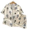 Popular Fresh Ice Silk Pajamas Women'S Summer Cute Girl Short-Sleeved Suit Silk Loungewear