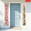 2D Flat, 2D Flat, 2D Flat Banner, 2pcs Spring Pink Tulips WELCOME Porch Hanging Banner, Country Wood Grain Fresh Flowers Green Leaves Front Door Entra
