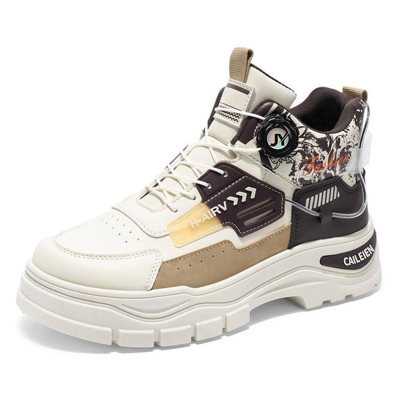 High Top Autumn Casual Leather Shoes Board Shoes Youth Mountaineering Platform Martin Boots