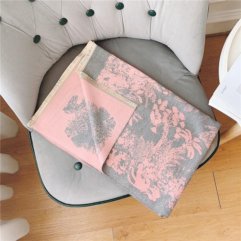 Classic Fashion Letter Thousand Birds Grid Imitation Cashmere Scarf Women's Winter Thickened Double Sided Air Conditioning Shawl Scarf Women's