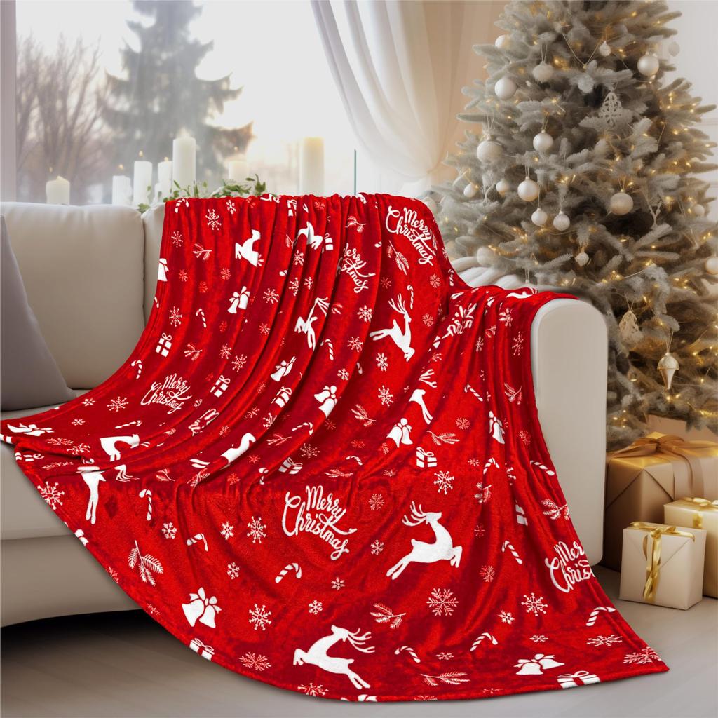 Christmas Blanket Soft Flannel Warm Plush Holiday Decoration Blanket Winter Comfortable Sofa Blanket S135