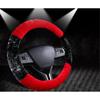 New Winter 38cm Universal Black+Red Plush Furry Thick Auto Car Steering Wheel Cover
