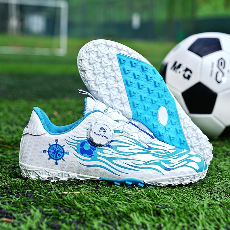 Football Boots Are Lightweight To Wear / Take Off with Rotating Buttons/ Rubber Soft Soles They Are Also Training Shoes Artificial Turf Soccer Shoes