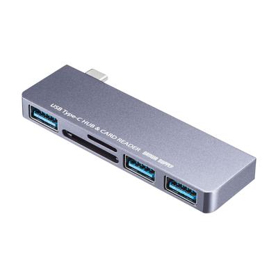 Sanwa Supply USB-Hub mit Kartenleser Typ-C, USB-3TCHC18GY