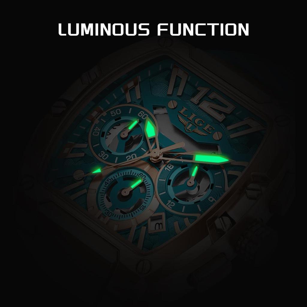 LIGE New Luxury Mens Watch Fashion Business Quartz Wristwatches Luminous Waterproof Chronograph Men Watches