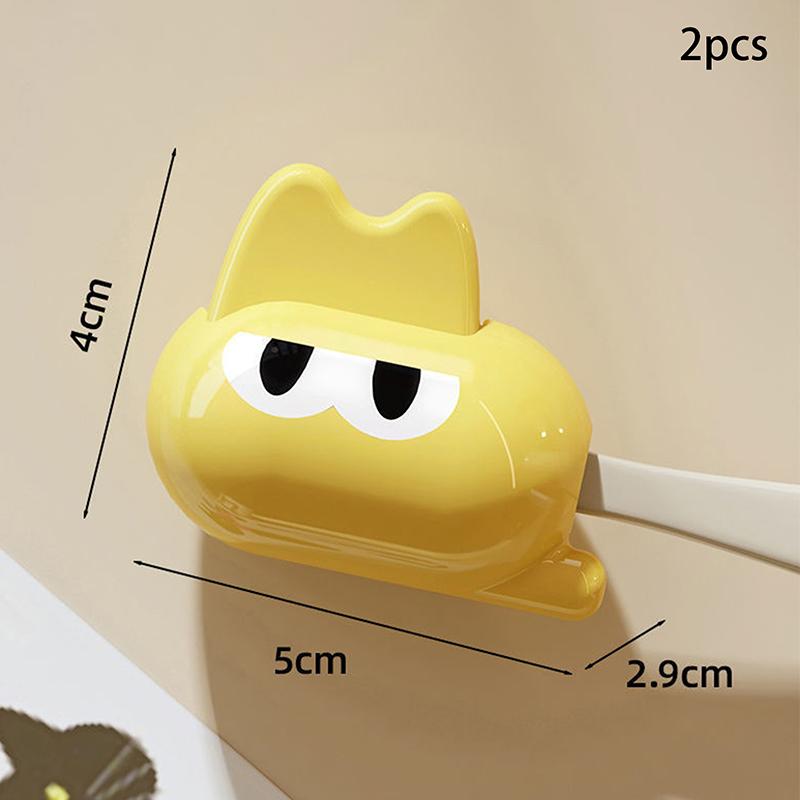 

2PCS Toothbrush Head Cover Cat Shape Travel Toothbrush Protector Cap Travel Brush Pod Case Portable Toothbrush Cap Clip Cover жовтий