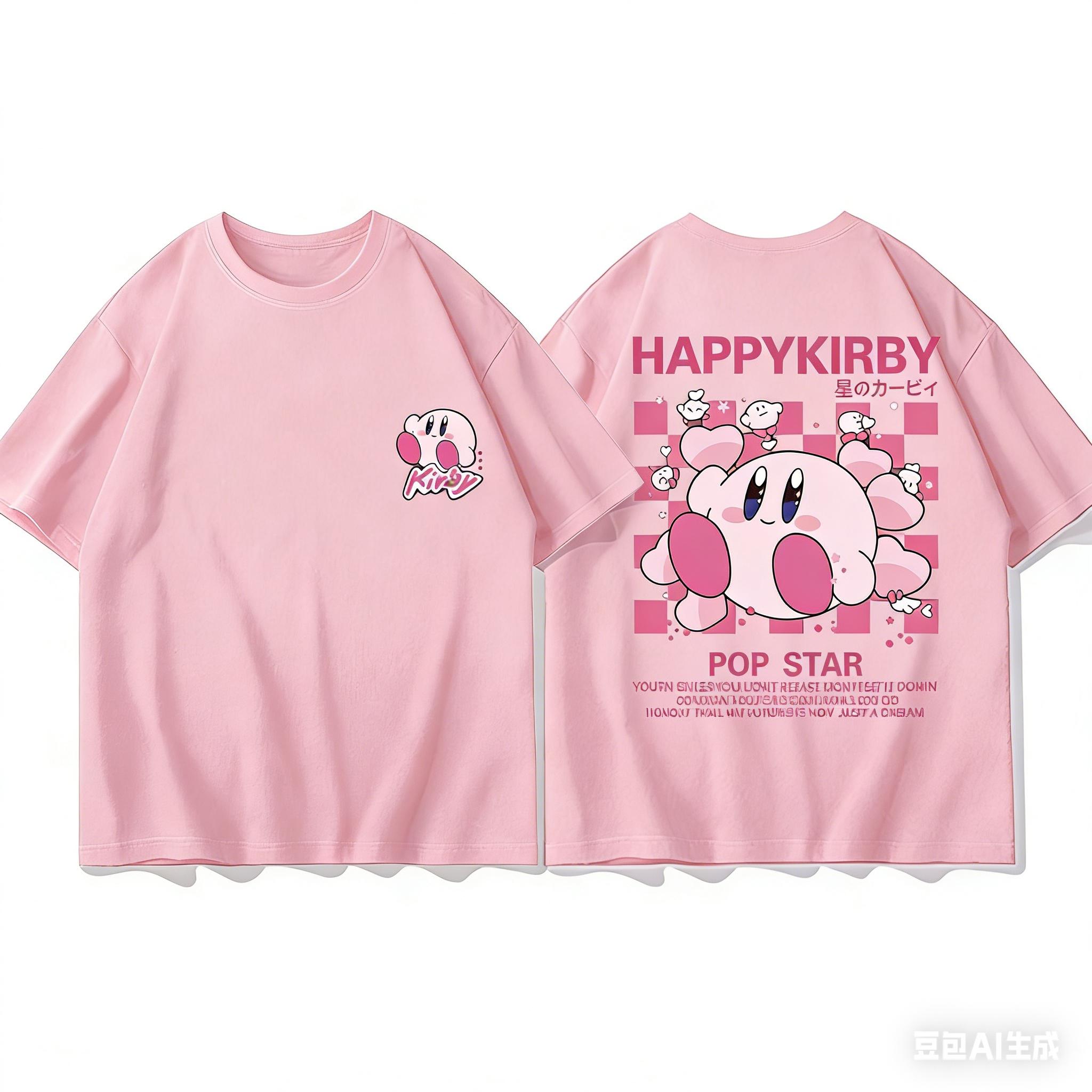 

Adult and Children Kirby Face Expression Pure Cotton Y2KT TShirt Suitable for Staying Home or Going Out S