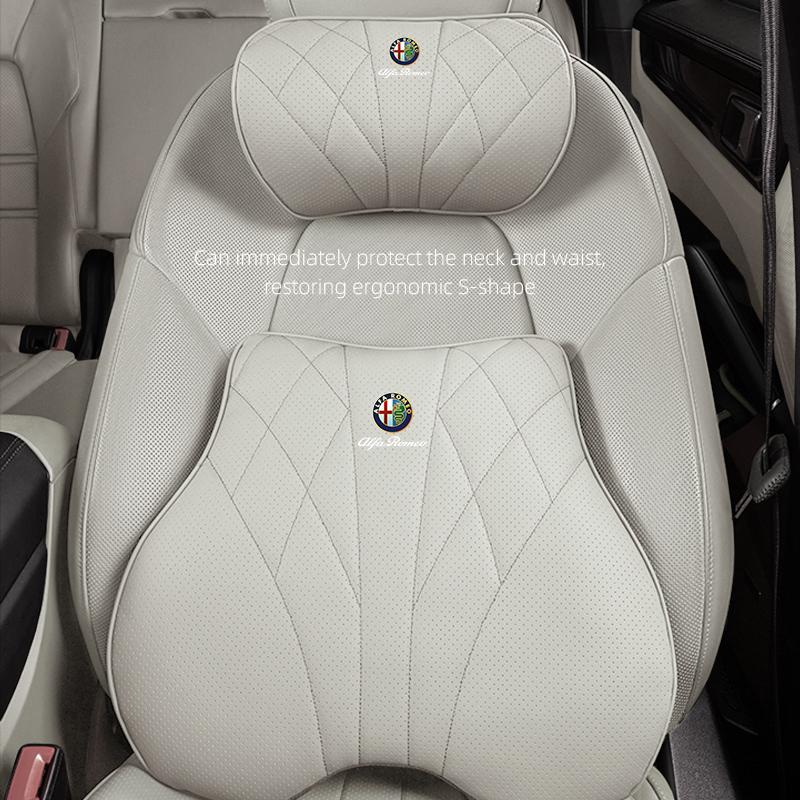 Memory-Schaumstoff Auto Sitzbezüge Atmungsaktives Nackenkissen Lendenwirbelstütze Für Alfa Romeo Giulietta Mito 159 Giulia Stelvio 156 147