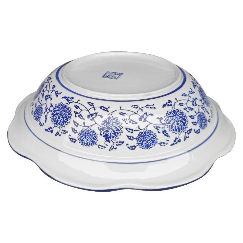 Retro Blue & White Lotus Soup Bowl - Large Ceramic Chinese-Style Bowl for Mao Xue Wang & Pickled Fish