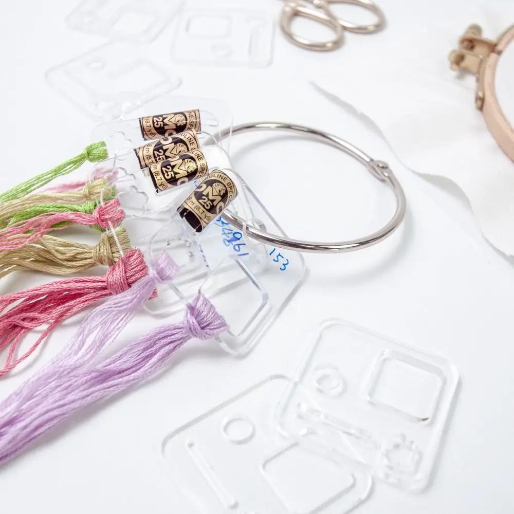 Transparent Acrylic Winding Board Embroidery Thread Holder Bobbins Floss Organizer Cross Stitch Storage Holder Stitch Holder